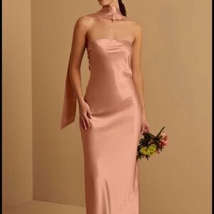 Crepe Satin Napa Dress - Rose Pink Strapless Dress